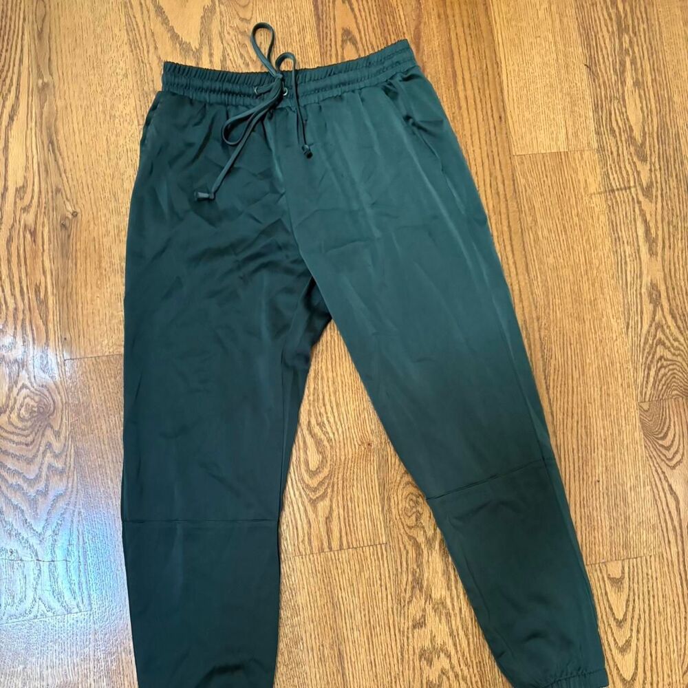 Women's Green Satin Joggers